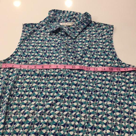 ✅ SOLD Max Studio Turquoise & Navy Sleeveless Shirt Dress - Picture 4 of 8